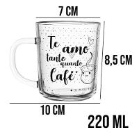 Caneca De Café Te Amo Vidro Transparente 220ml Xícara Lyor - 2