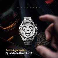 Relogio Masculino Prata Aço Inoxidável + Caixa Premium - 3