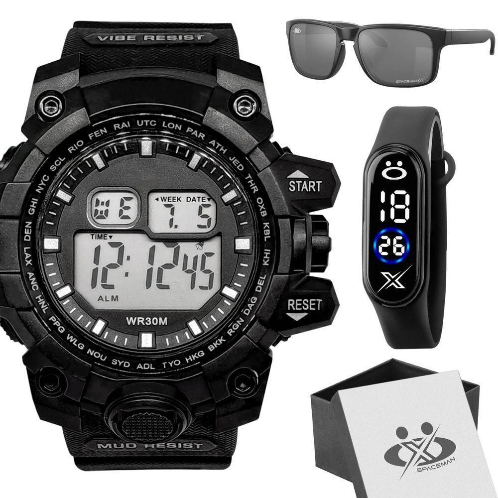 Relogio Masculino Prova Dagua Digital + Oculos Proteção Uv - 1