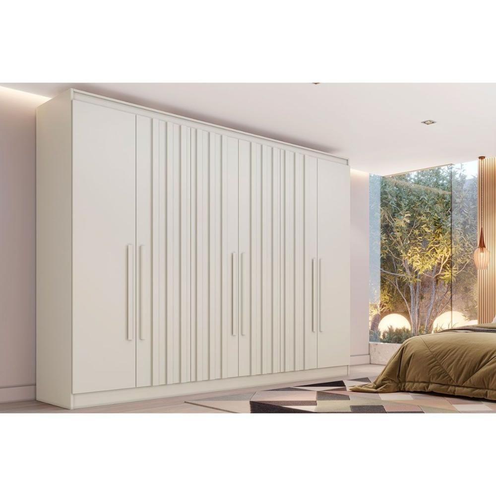 Guarda Roupa Casal 6 Portas (4 Ripadas) E 6 Gavetas Oxford Off White - Europa - 1