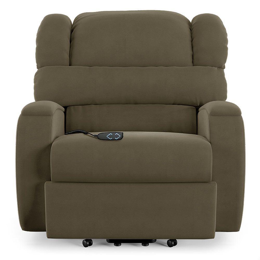 Poltrona Do Papai Reclinável Napoli Elevação Lift Elétrico Veludo Capuccino - 1