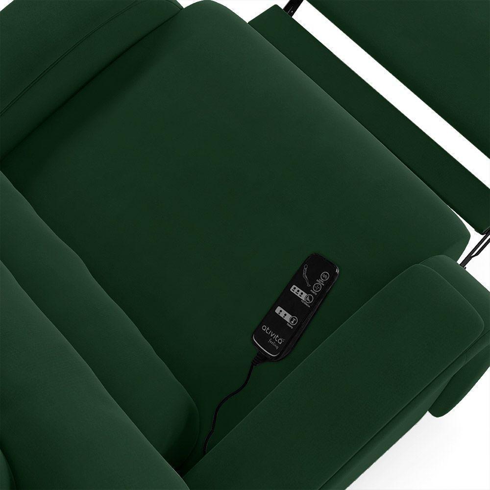 Poltrona Do Papai Reclinável Napoli Power Elétrica Massagem Veludo Fh1 Verde - 6