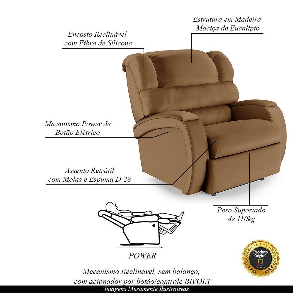 Poltrona Do Papai Reclinável Napoli Power Touch Pu Fh1 Caramelo - 4