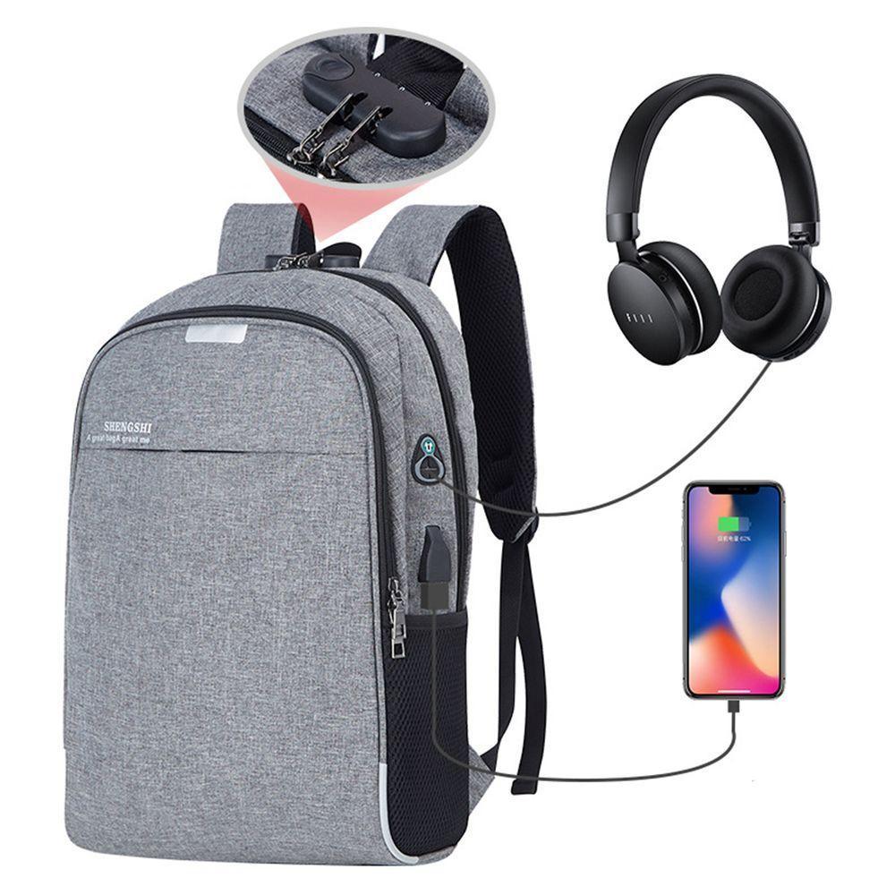 Mochila Notebook Com Cadeado Anti Furto Lorben Saída Cabo Auxiliar Usb Fone Ouvido Gt6238 - 4