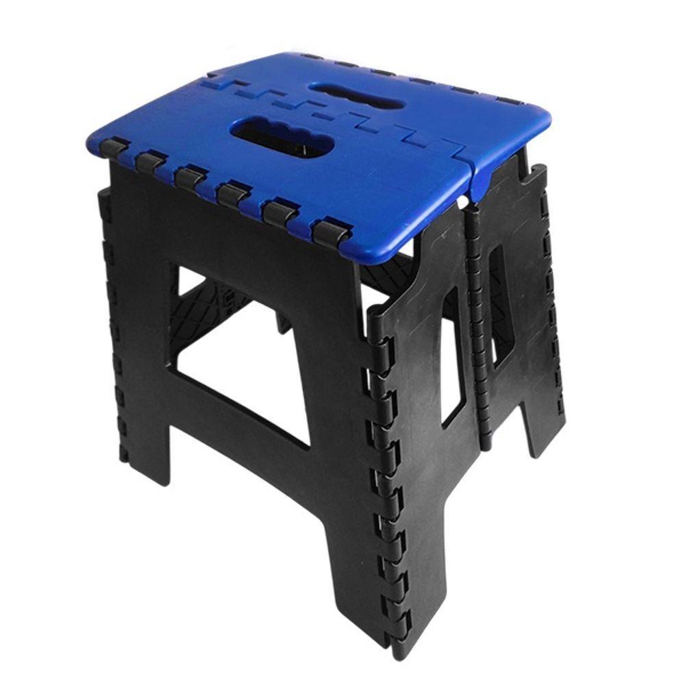Banco Dobrável Para Camping Multiuso Até 100kg Banqueta Plástico Azul Escuro - 1