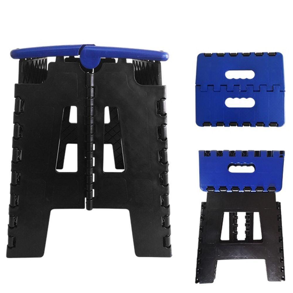 Banco Dobrável Para Camping Multiuso Até 100kg Banqueta Plástico Azul Escuro - 5