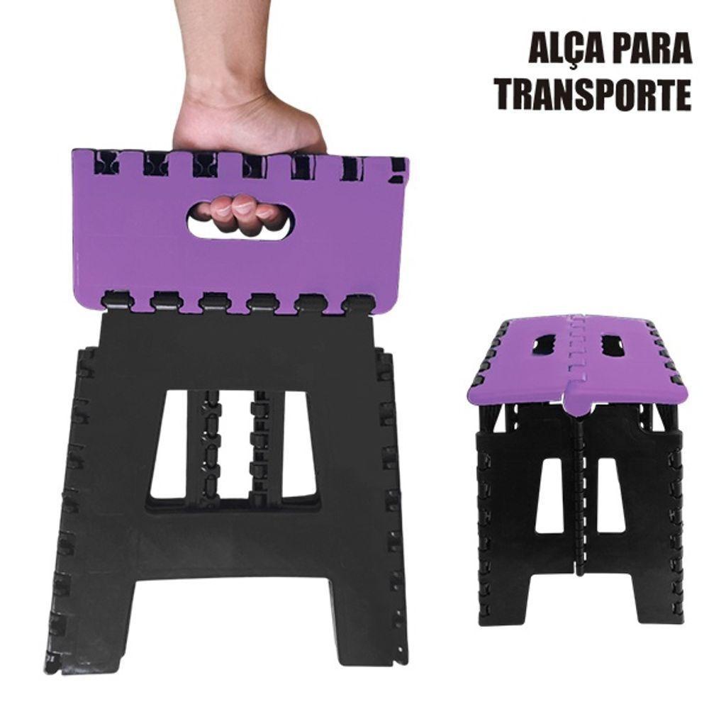 Banco Dobrável Para Camping Multiuso Até 100kg Banqueta De Plástico Roxa - 2