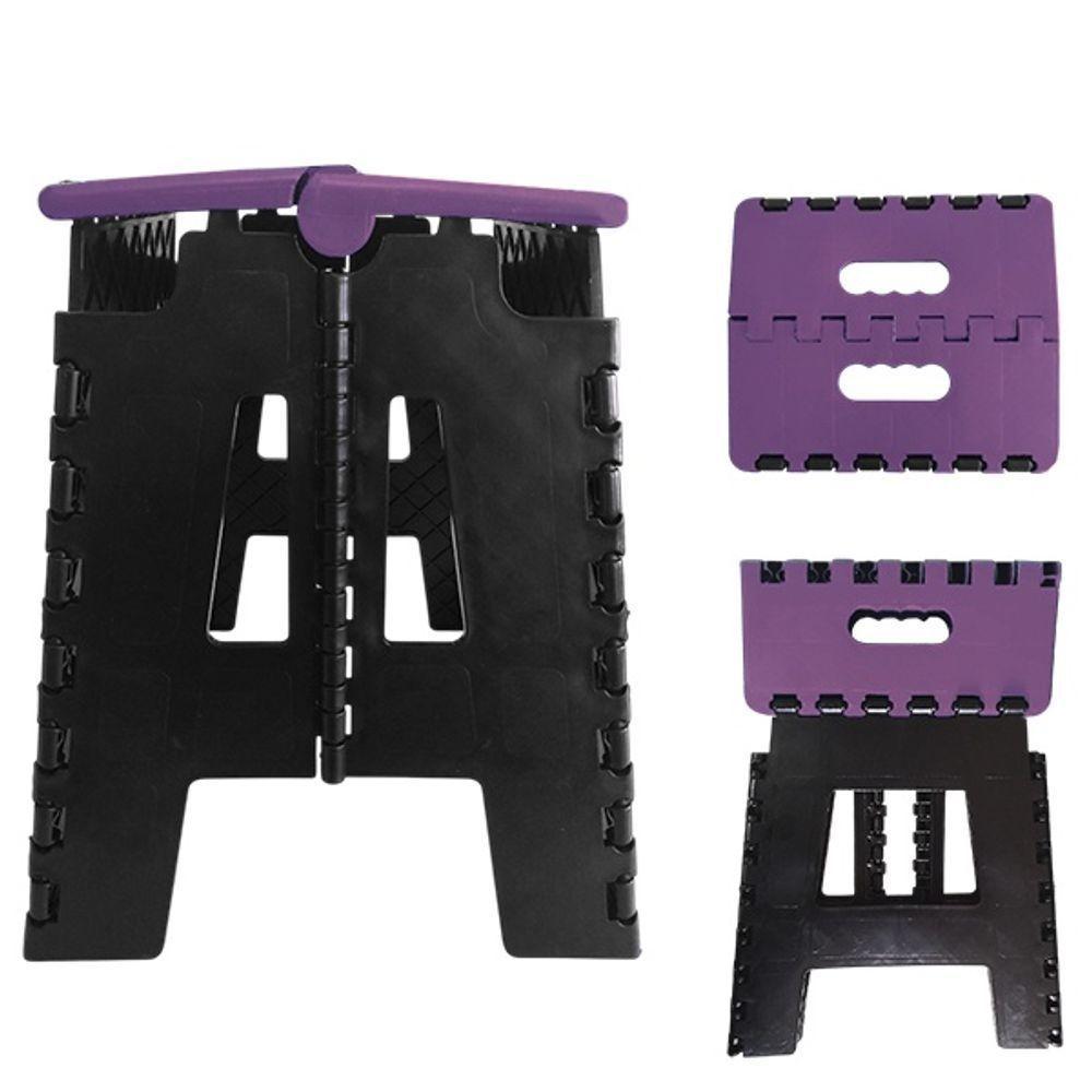 Banco Dobrável Para Camping Multiuso Até 100kg Banqueta De Plástico Roxa - 3