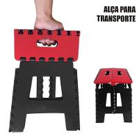 Banqueta Dobrável Portátil Com Alça Para Transporte Até 100kg Plástico Resistente Vermelho - 2