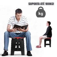 Banqueta Dobrável Portátil Com Alça Para Transporte Até 100kg Plástico Resistente Vermelho