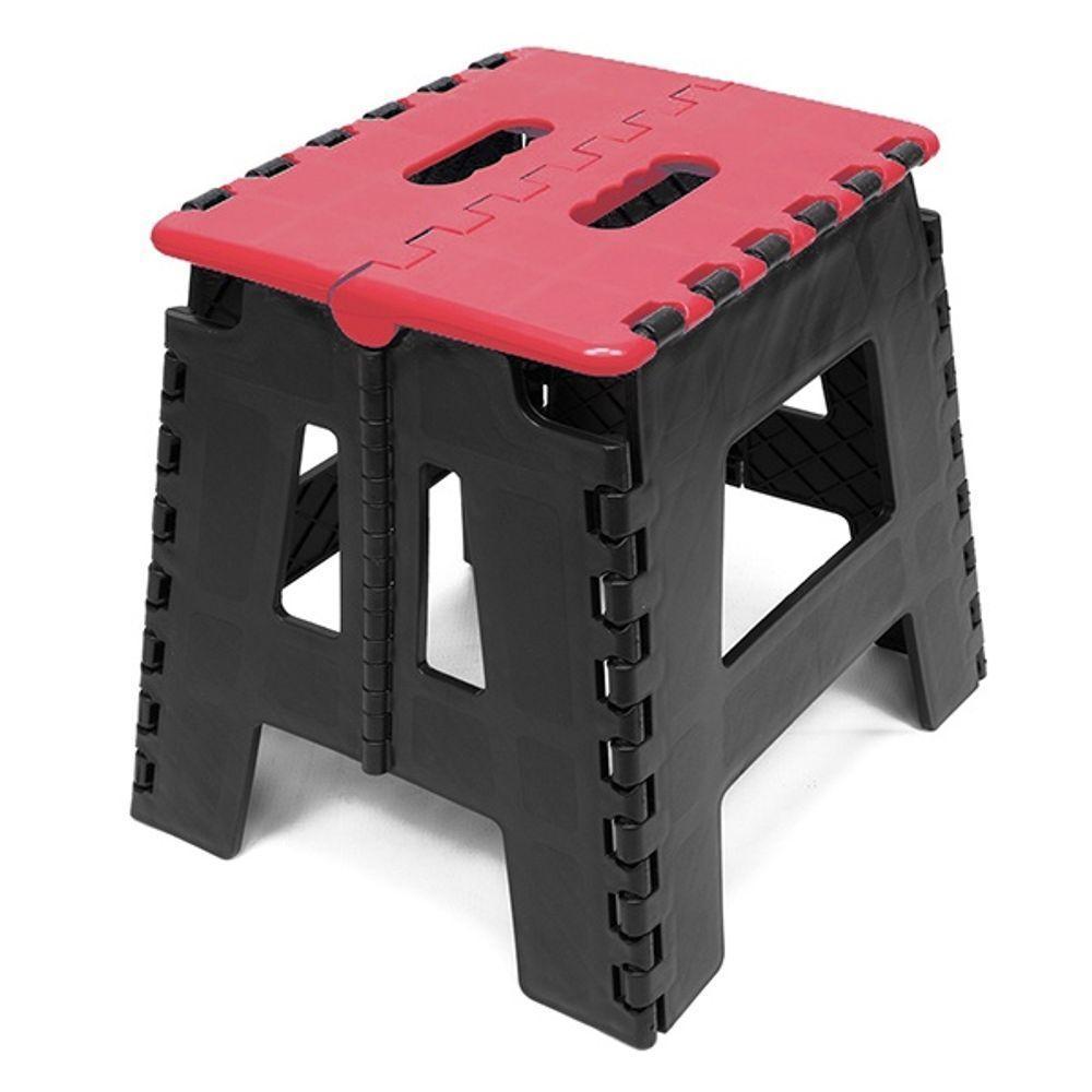 Banco Dobrável Para Camping Multiuso Até 100kg Banqueta Plástico Vermelho - 1