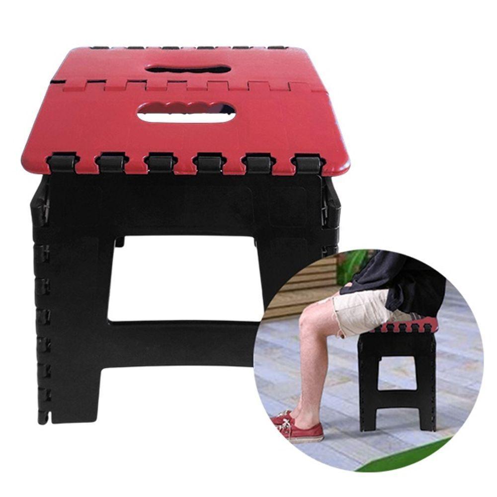 Banco Dobrável Para Camping Multiuso Até 100kg Banqueta Plástico Vermelho - 4