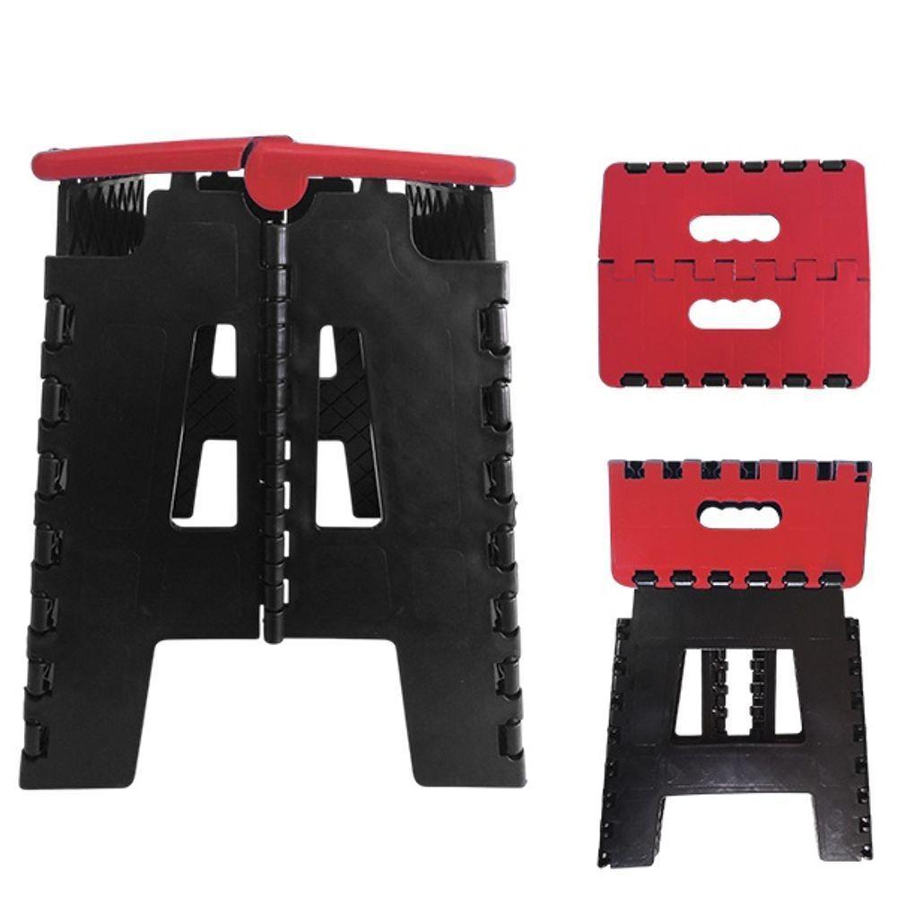 Banco Dobrável Para Camping Multiuso Até 100kg Banqueta Plástico Vermelho - 5