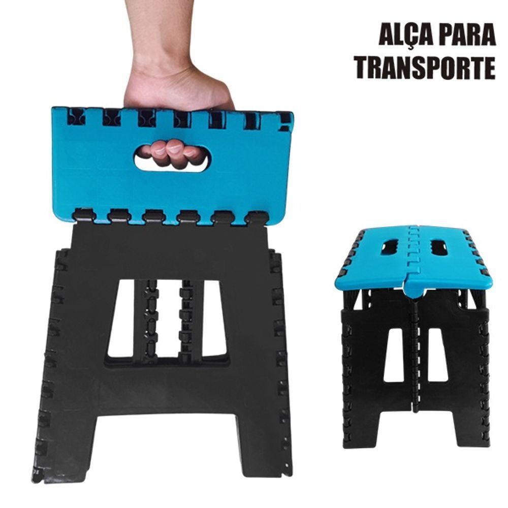 Banco Dobrável Para Camping Multiuso Até 100kg Banqueta Plástico Azul - 4