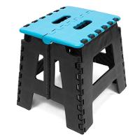 Banco Dobrável Para Camping Multiuso Até 100kg Banqueta Plástico Azul - 1