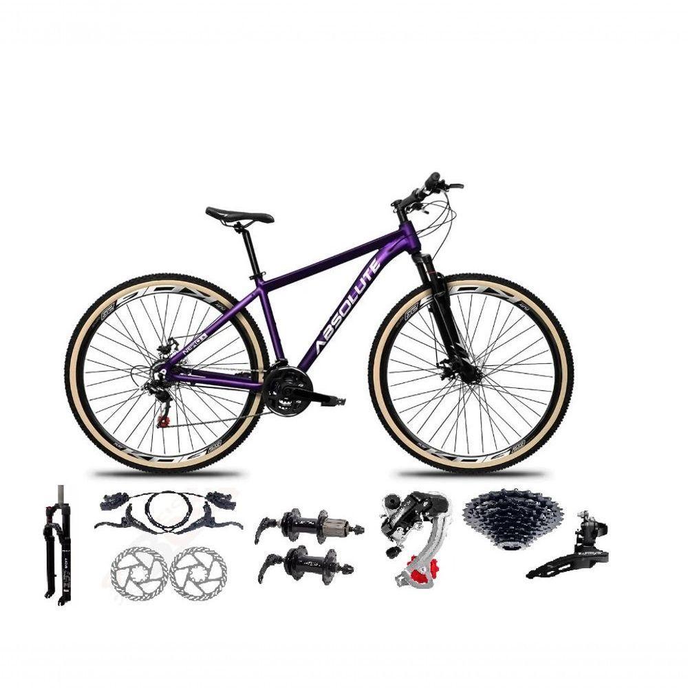 Bicicleta Aro 29 Absolute Nero 5 Câmbios Shimano 24v K7 Freios Hidráulicos Garfo Trava Com Pneu Faixa - Roxo Tam.17 - 1