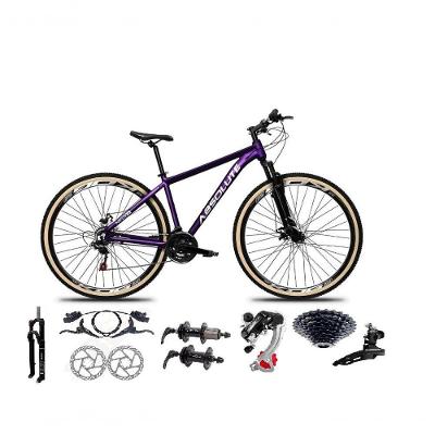 Bicicleta Aro 29 Absolute Nero 5 Câmbios Shimano 24v K7 Freios Hidráulicos Garfo Trava Com Pneu Faixa - Roxo Tam.17