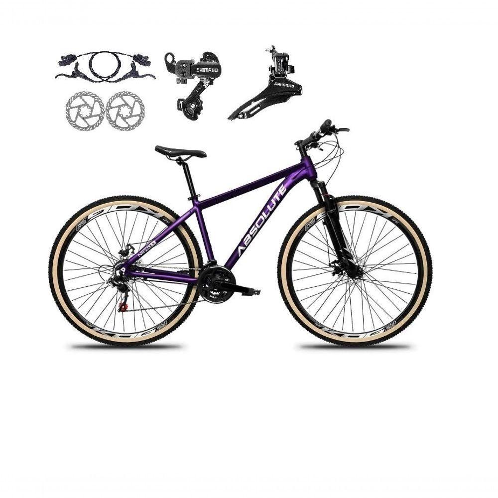 Bicicleta Aro 29 Absolute Nero 5 Shimano Freios Hidráulicos 24v Garfo Suspensão Pneu Faixa - Roxo Tam.17 - 1