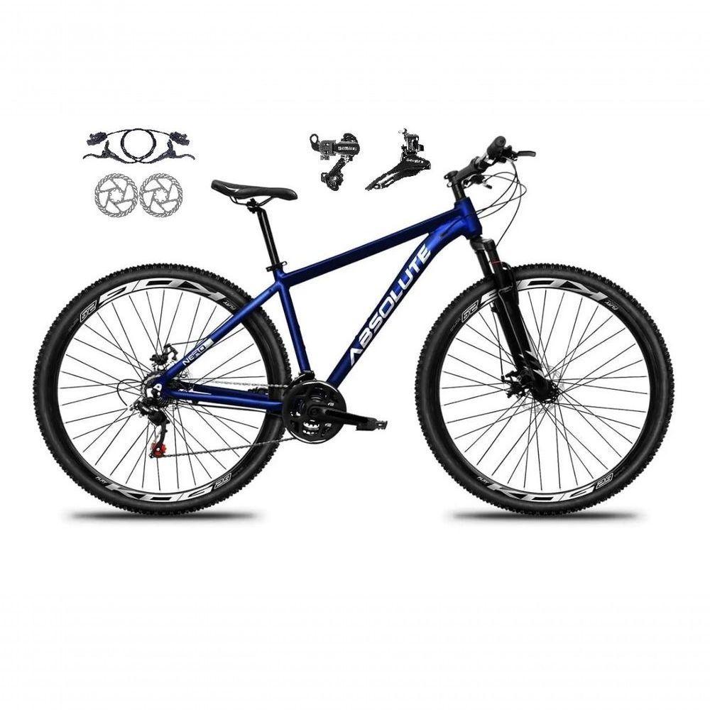Bicicleta Aro 29 Absolute Nero 5 21v Alumínio Câmbios Shimano Freio Disco Hidráulico Garfo Suspensão - Azul Tam.21 - 1