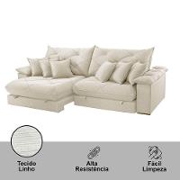 Sofá ágata Linho Dois Módulos De 100cm B25 Meu Sofá Online A302 Linho Branco - 6