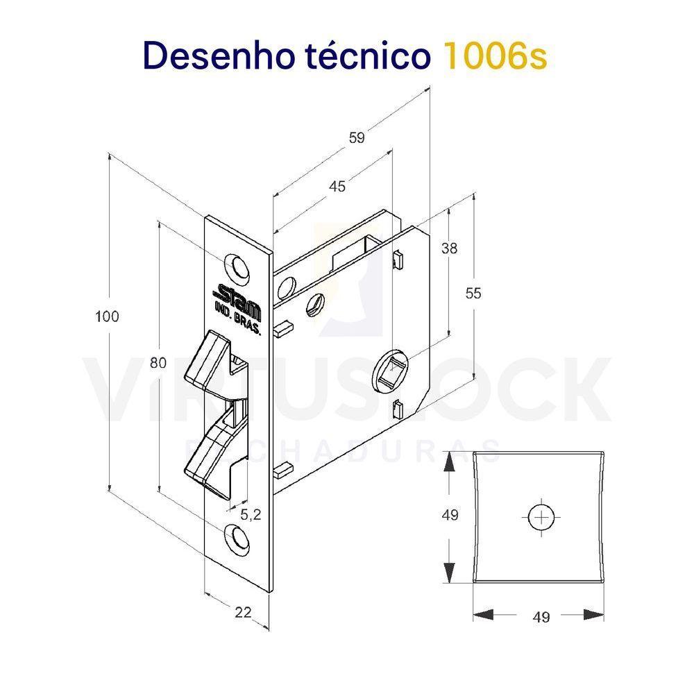 Fechadura Stam Correr-bater Banheiro 1006s Cromado - 4