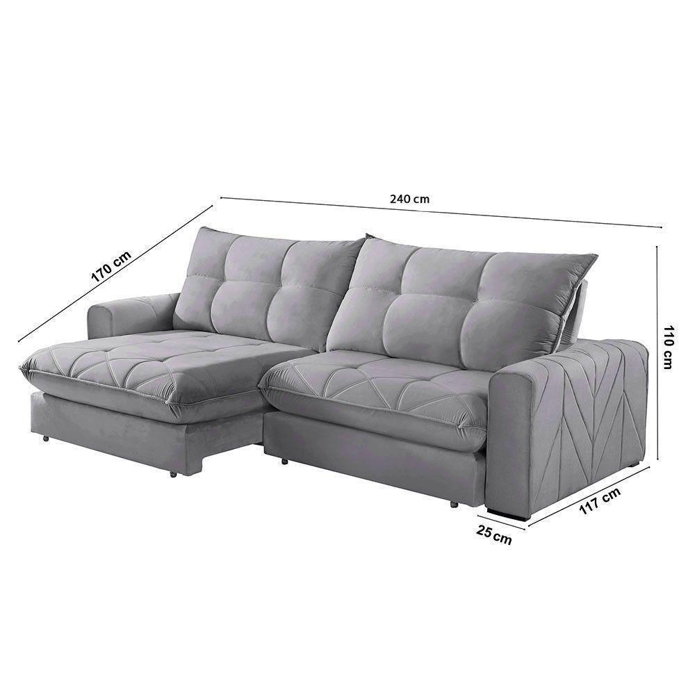 Sofá Firenze Linho 02 Módulos De 120cm B25cm Meu Sofá Online A230 Linho Cinza - 3