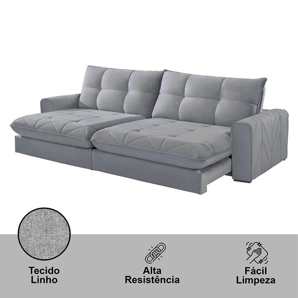 Sofá Firenze Linho 02 Módulos De 120cm B25cm Meu Sofá Online A230 Linho Cinza - 4