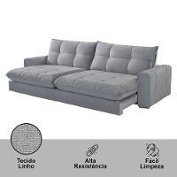 Sofá Firenze Linho 02 Módulos De 120cm B25cm Meu Sofá Online A230 Linho Cinza