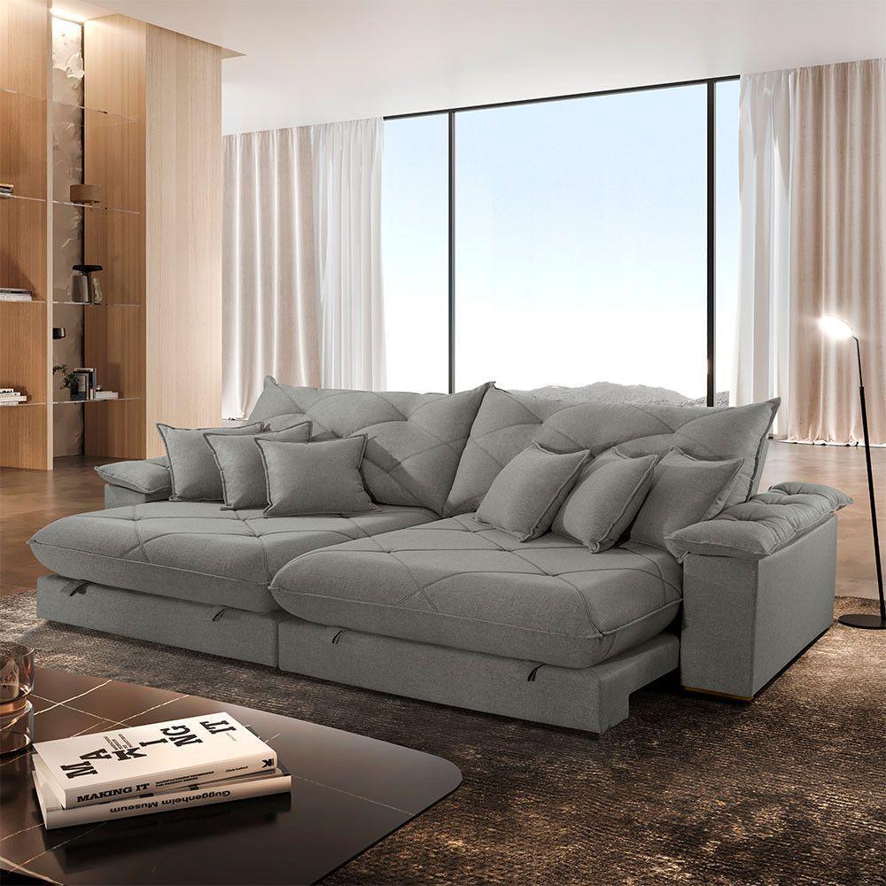 Sofá ágata Linho Dois Módulos De 90 Cm B25 Meu Sofá Online A230 Linho Cinza - 1