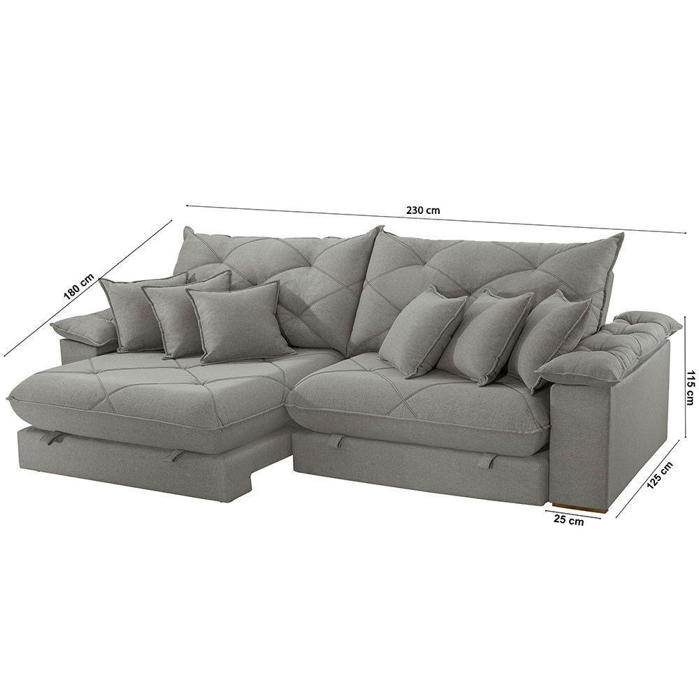 Sofá ágata Linho Dois Módulos De 90 Cm B25 Meu Sofá Online A230 Linho Cinza - 5