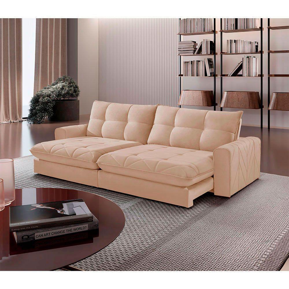 Sofá Firenze Linho 02 Módulos De 100cm B25cm Meu Sofá Online A294 Linho Creme - 1