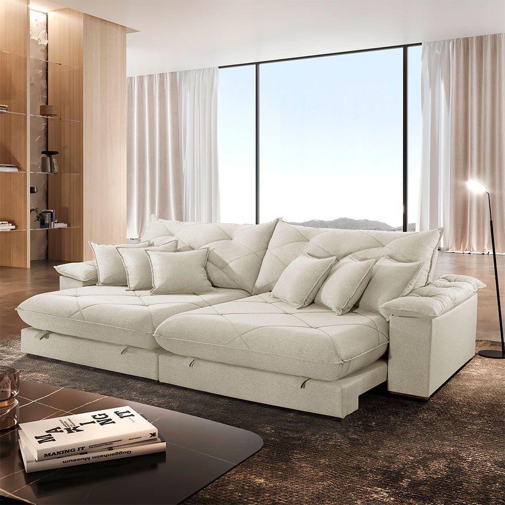 Sofá ágata Linho Dois Módulos De 90 Cm B25 Meu Sofá Online A302 Linho Branco - 1