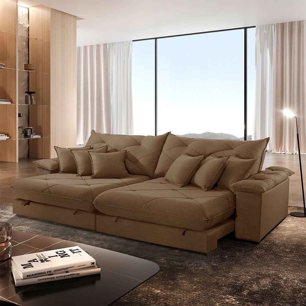 Sofá ágata Veludo Dois Módulos De 120cm B25 Meu Sofá Online B016 Veludo Marrom - 1