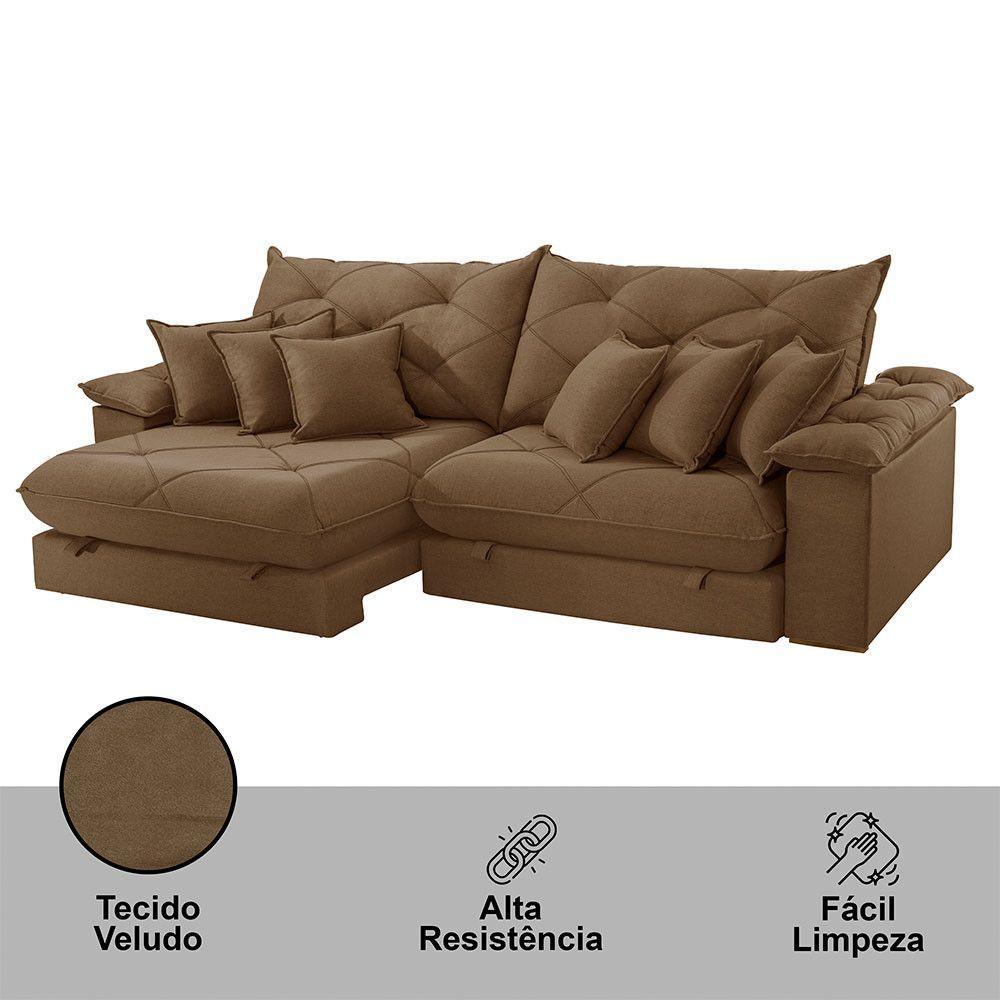 Sofá ágata Veludo Dois Módulos De 100cm B25 Meu Sofá Online B016 Veludo Marrom - 5