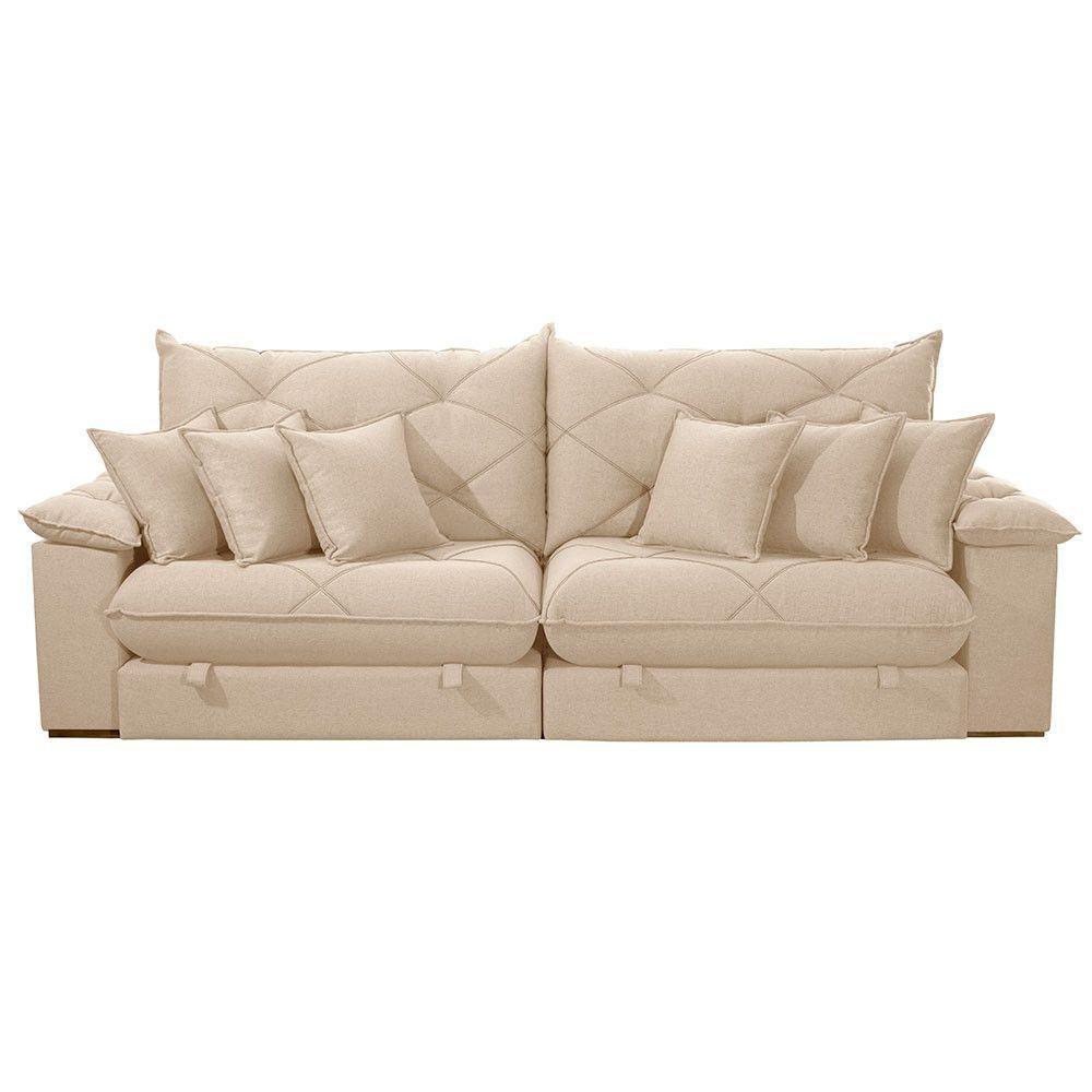Sofá ágata Linho Dois Módulos De 120cm B25 Meu Sofá Online A294 Linho Creme - 3