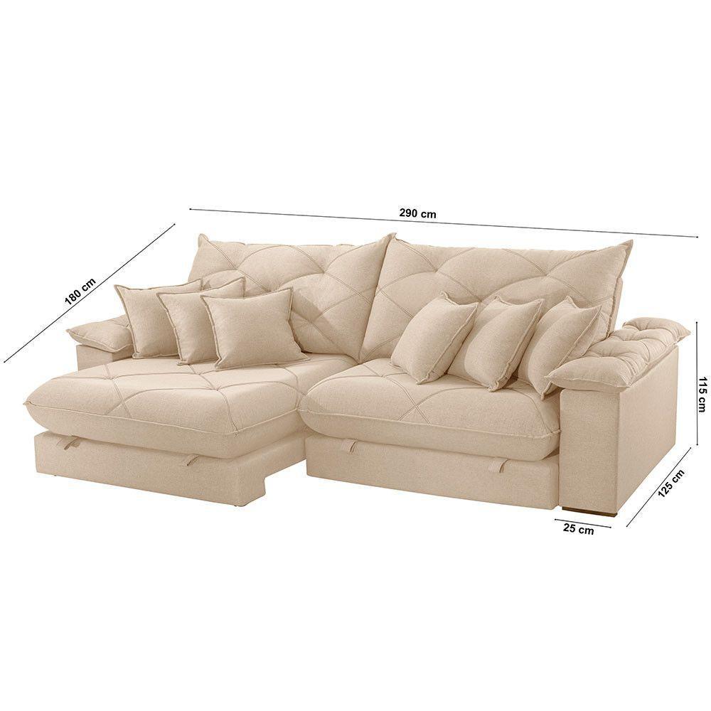 Sofá ágata Linho Dois Módulos De 120cm B25 Meu Sofá Online A294 Linho Creme - 5