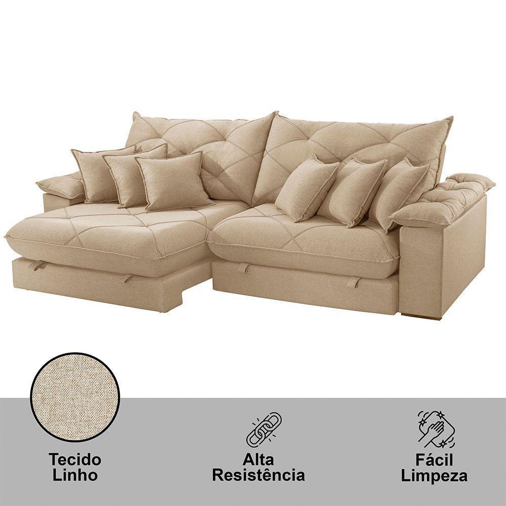 Sofá ágata Linho Dois Módulos De 100cm B25 Meu Sofá Online A226 Linho Bege - 6
