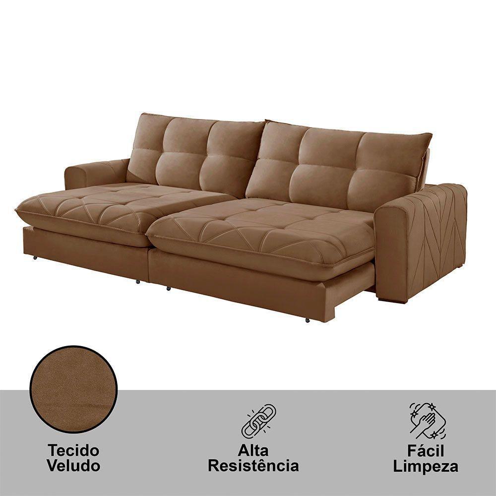 Sofá Firenze Veludo 02 Módulos De 120cm Meu Sofá Online B016 Veludo Marrom - 5