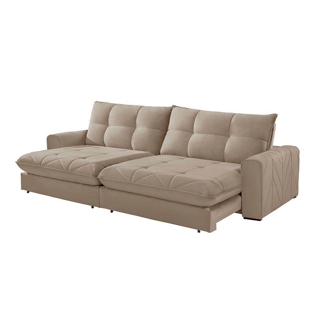 Sofá Firenze Veludo 02 Módulos De 120cm Meu Sofá Online B002 Veludo Capuccino - 2