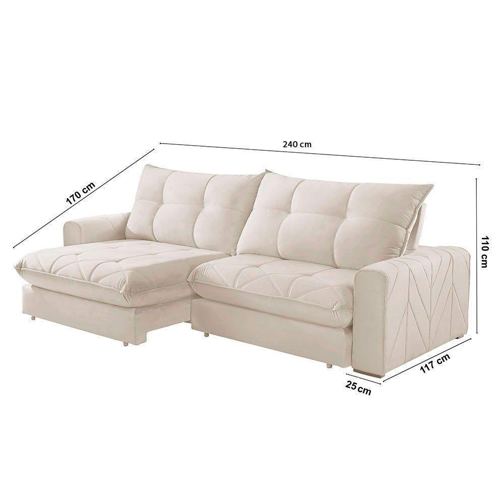 Sofá Firenze Linho 02 Módulos De 120cm B25cm Meu Sofá Online A302 Linho Branco - 4