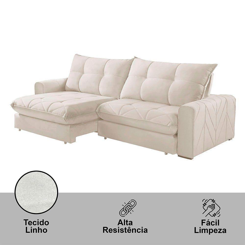Sofá Firenze Linho 02 Módulos De 120cm B25cm Meu Sofá Online A302 Linho Branco - 5