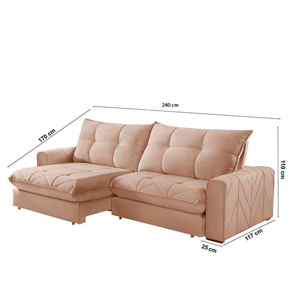 Sofá Firenze Linho 02 Módulos De 120cm B25cm Meu Sofá Online A226 Linho Bege - 3