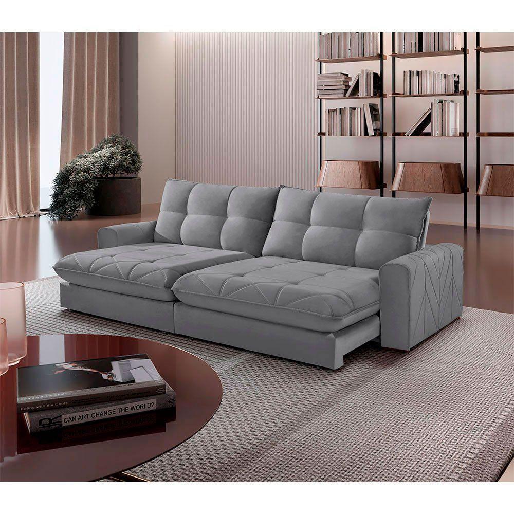 Sofá Firenze Linho 02 Módulos De 100cm B25cm Meu Sofá Online A230 Linho Cinza - 1