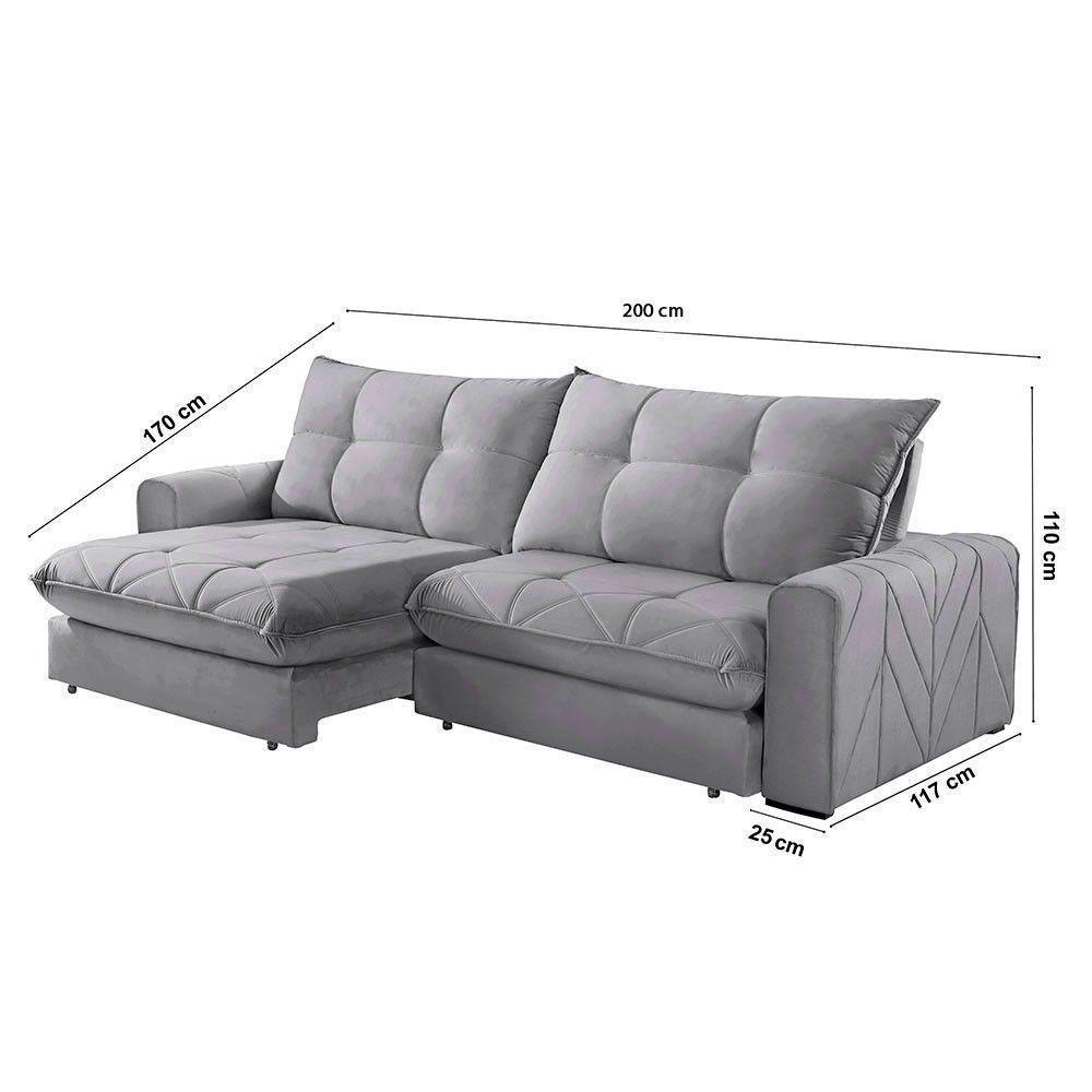 Sofá Firenze Linho 02 Módulos De 100cm B25cm Meu Sofá Online A230 Linho Cinza - 3