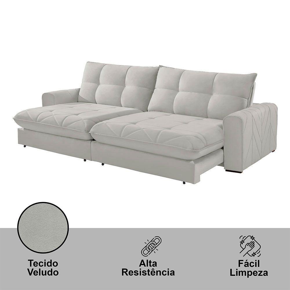 Sofá Firenze Veludo 02 Módulos De 100cm Meu Sofá Online B026 Veludo Prata - 5