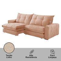 Sofá Firenze Linho 02 Módulos De 100cm B25cm Meu Sofá Online A226 Linho Bege - 2