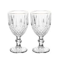 Jogo 2 Taça De Vidro Transparente Com Borda Dourada Fio De Ouro Greek 345ml Wolff - 1