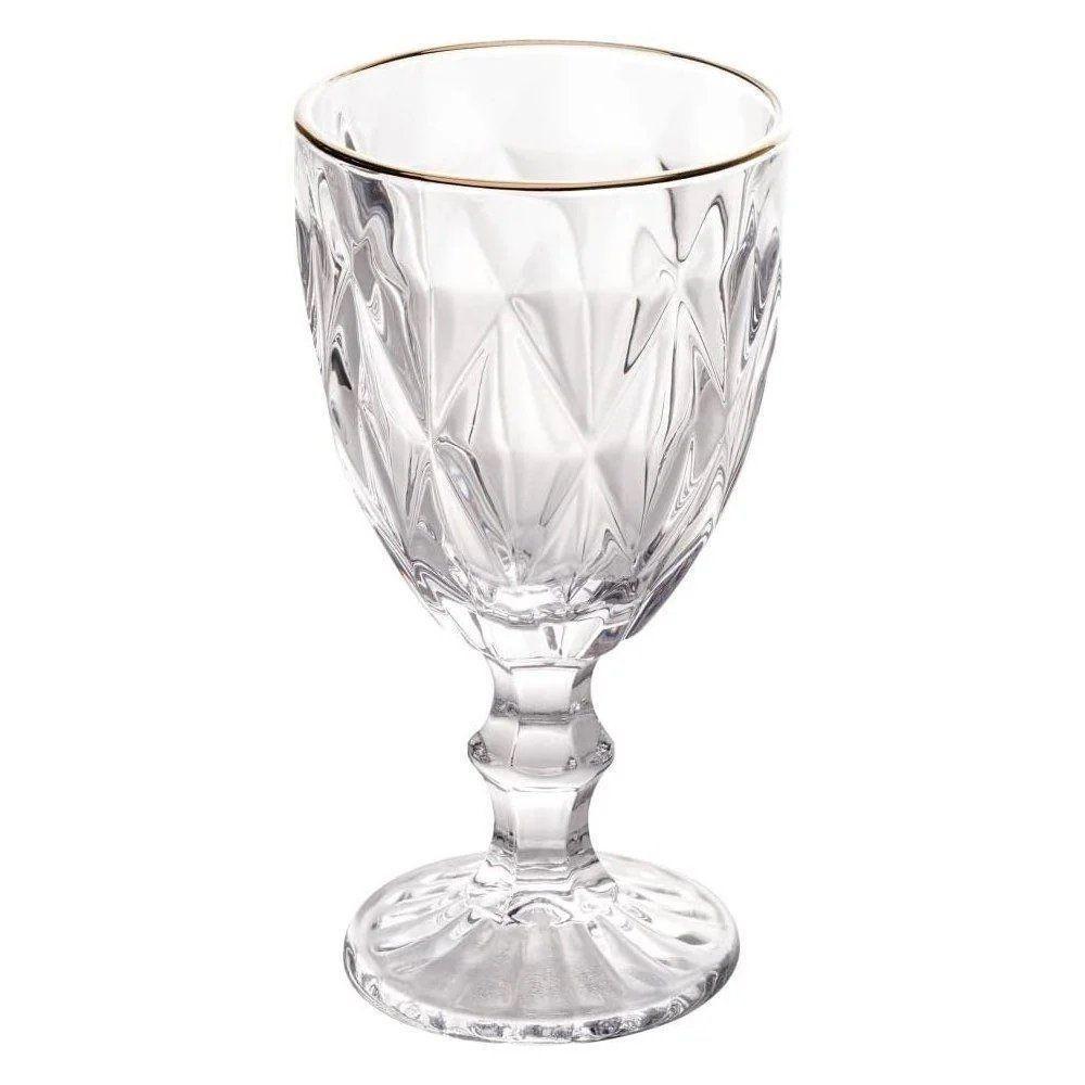 Taça De Água Com Filete Dourado Diamond Lyor 325ml - Vidro - 1