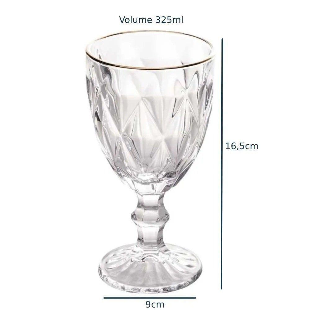 Taça De Água Com Filete Dourado Diamond Lyor 325ml - Vidro - 2