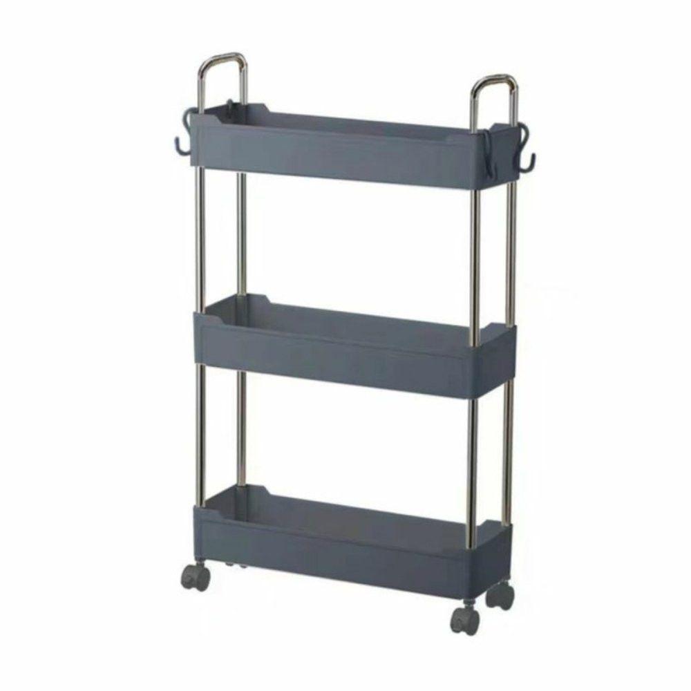 Prateleira Multiuso 3 Andares Com Rodinha Cinza - 1